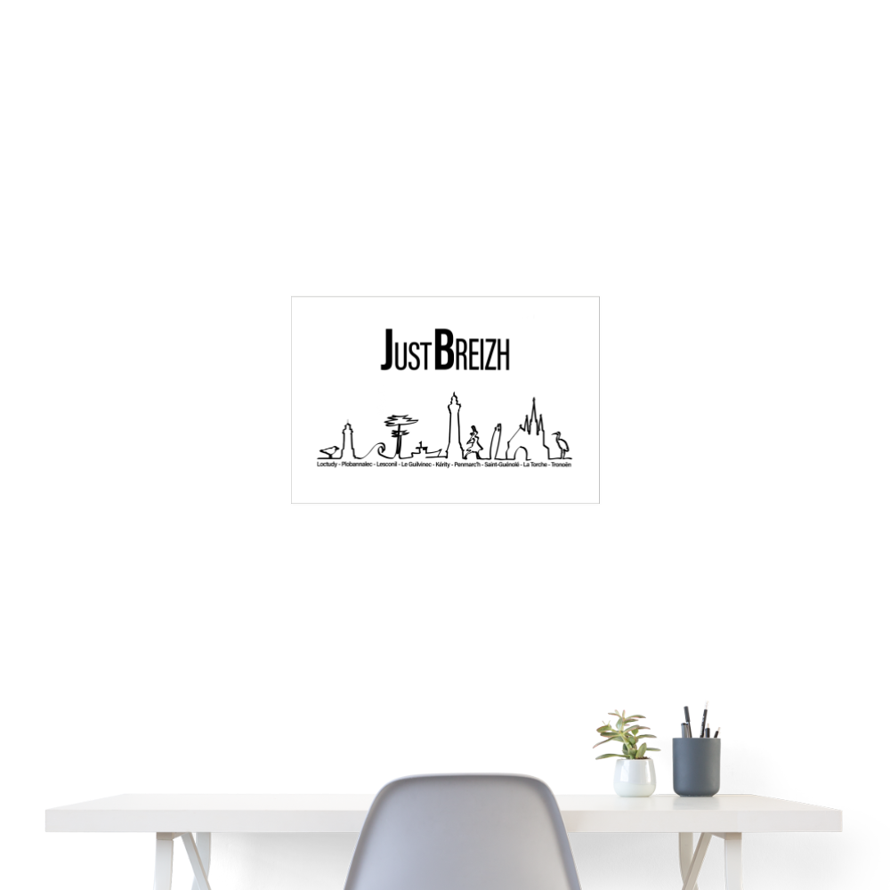 POSTER 60 x 40 cm / Fond BLANC / Design NOIR - blanc