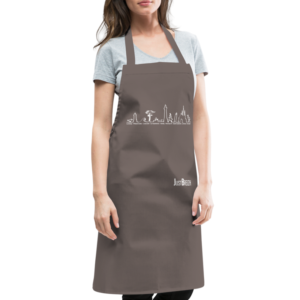 TABLIER DE CUISINE : Trait de côte - Textile GRIS / Design BLANC - gris