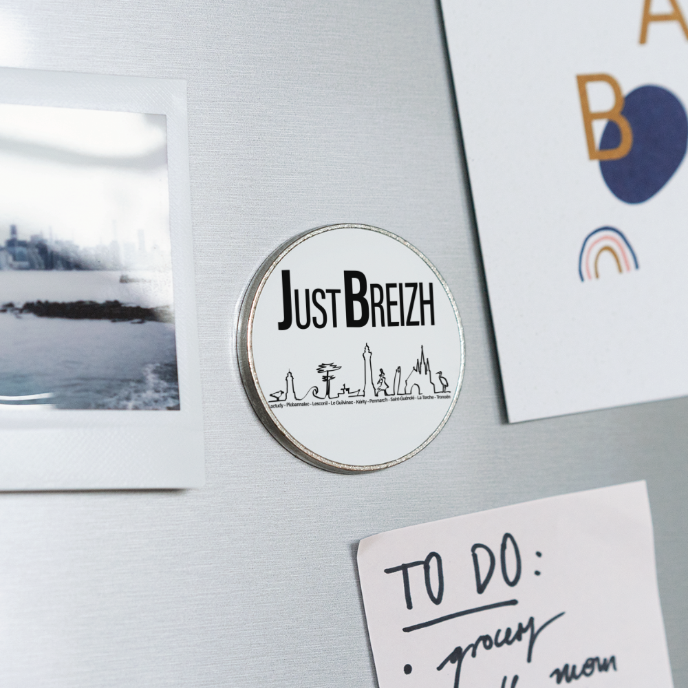 MAGNET / Trait de côte / Just Breizh / Fond BLANC / Design NOIR - blanc