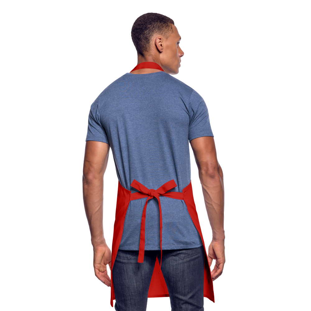 TABLIER DE CUISINE : Trait de côte - Textile BLEU ROUGE / Design BLANC - rouge