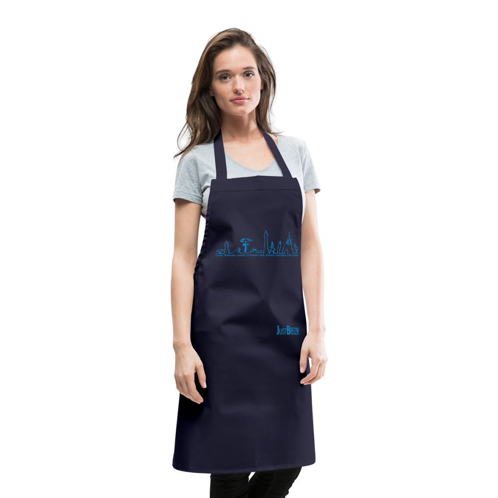 TABLIER DE CUISINE : Trait de côte - Textile BLEU FONCE / Design BLEU CLAIR - marine