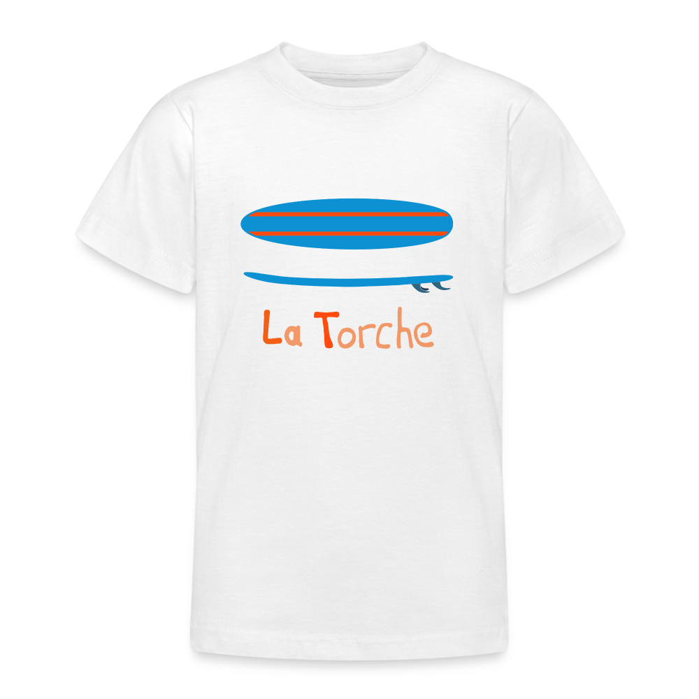 ADOS : T-SHIRTS / Surf / Textile BLANC / Design BLEU - blanc