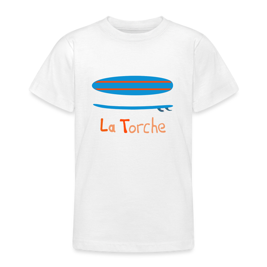 ADOS : T-SHIRTS / Surf / Textile BLANC / Design BLEU - blanc