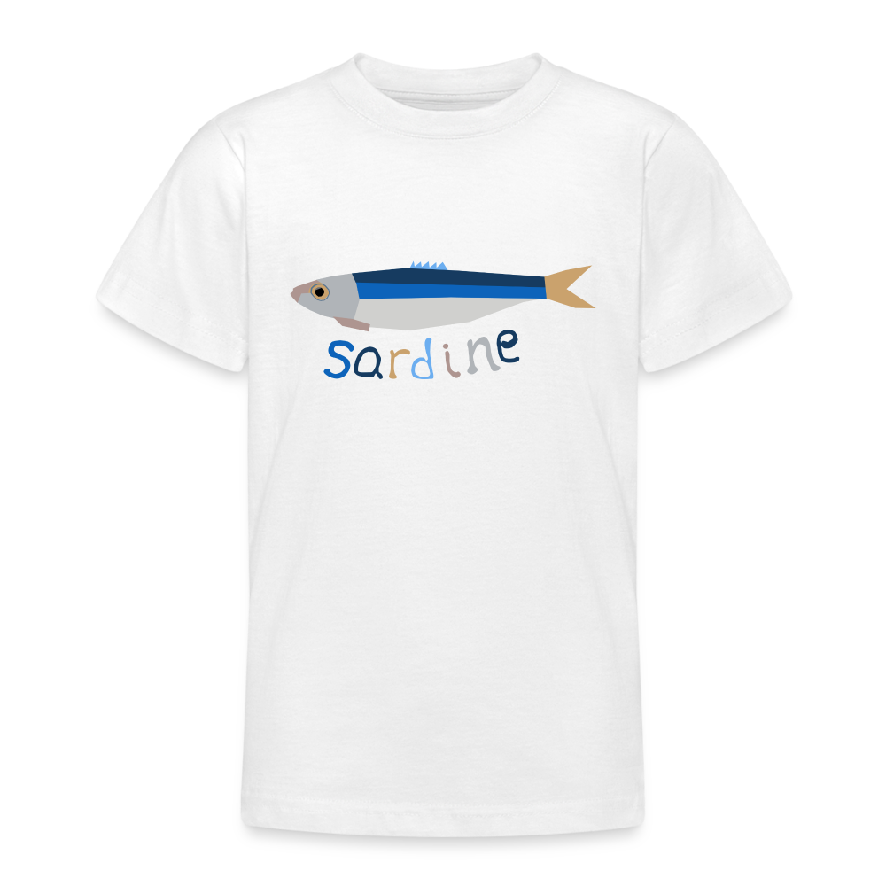 ADOS : T-SHIRTS / Sardine / Textile BLANC / Design BLEU MARINE - blanc