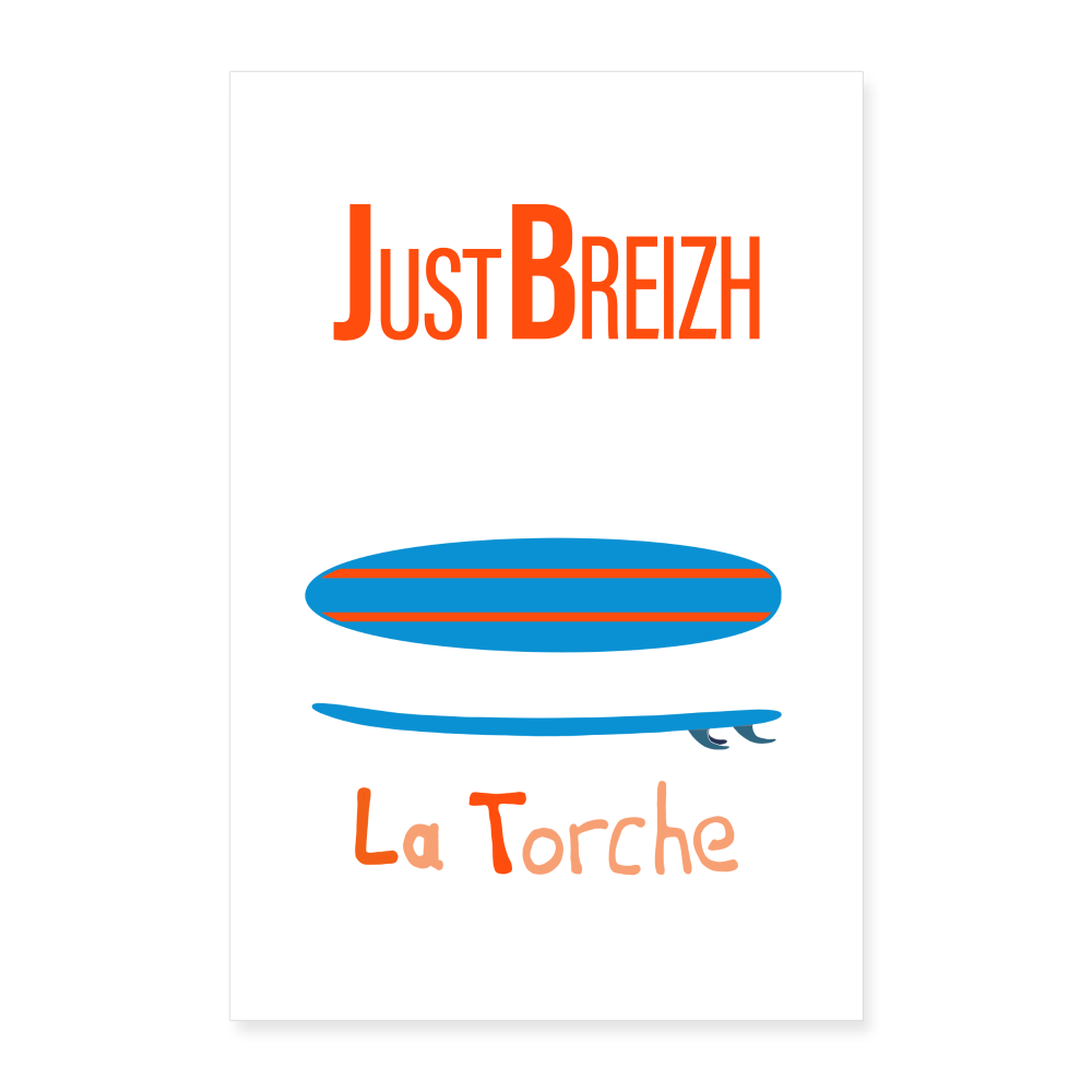 POSTER 60 x 40 cm / Fond BLANC / Design SURF - blanc