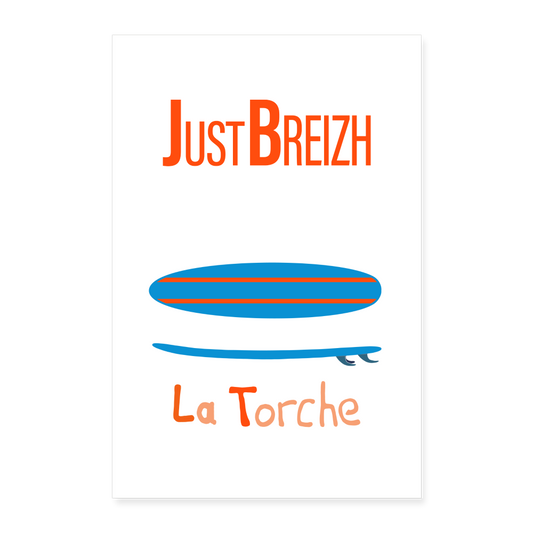 POSTER 60 x 40 cm / Fond BLANC / Design SURF - blanc