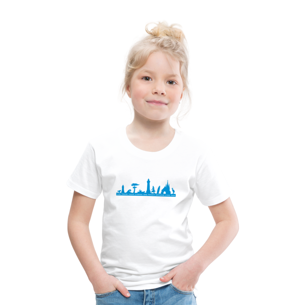 ENFANTS : T-SHIRTS / TRAIT PLEIN / Textile BLANC / Design BLEU - blanc