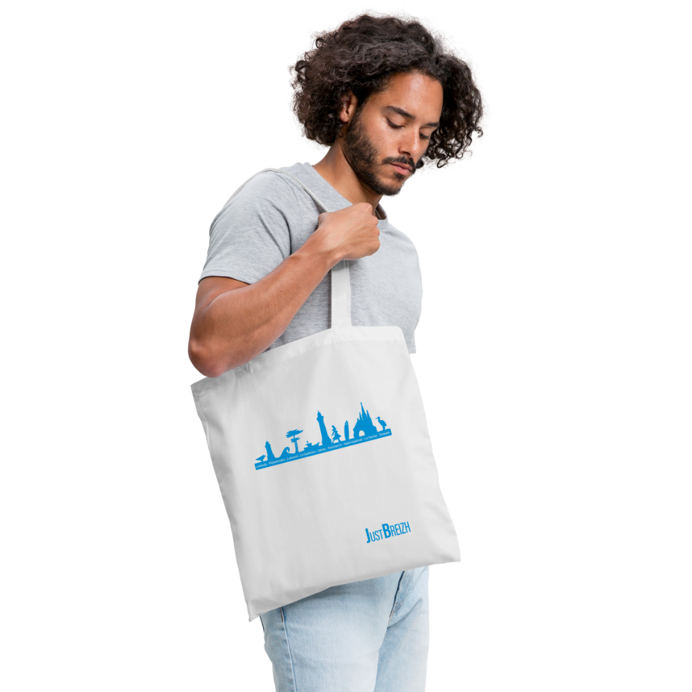 TOTE BAG / Trait de côte PLEIN / Textile BLANC / Design BLEU CLAIR - blanc