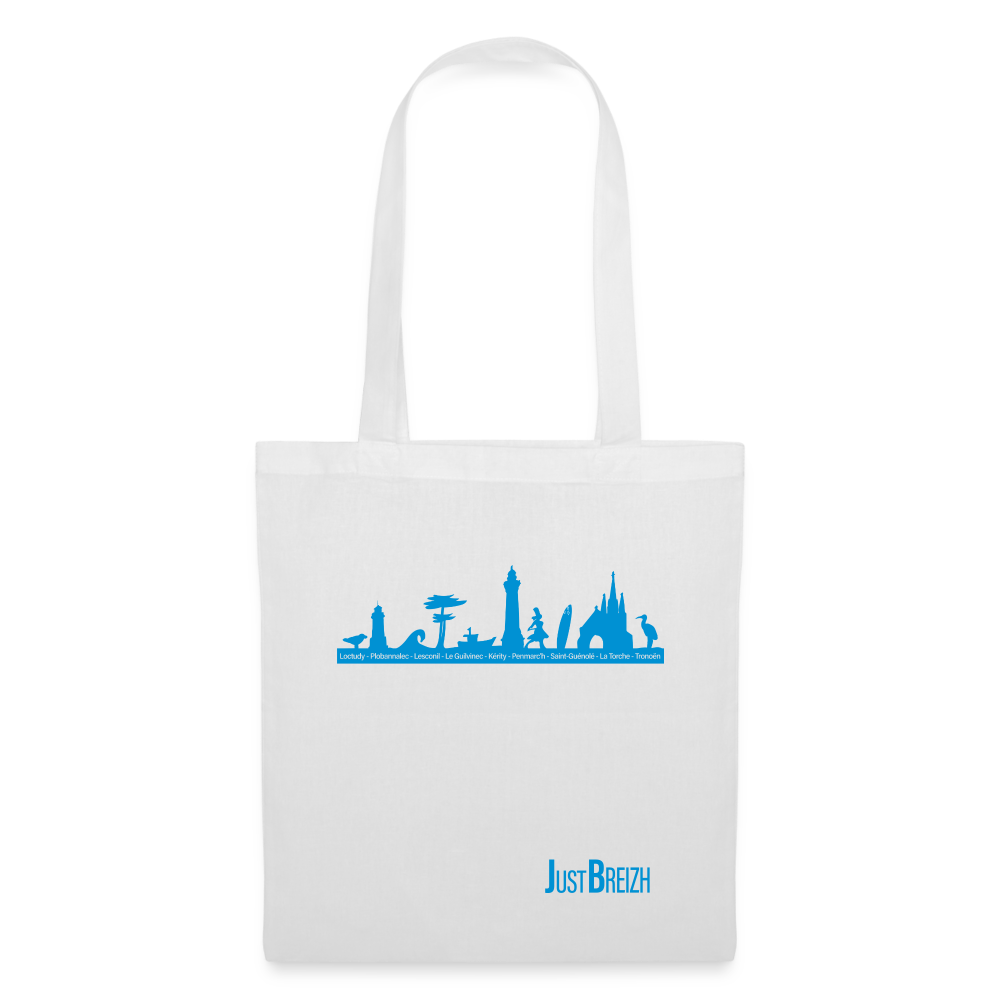 TOTE BAG / Trait de côte PLEIN / Textile BLANC / Design BLEU CLAIR - blanc