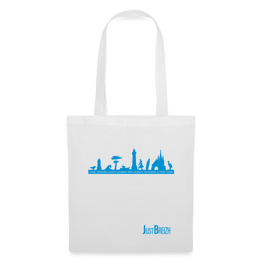 TOTE BAG / Trait de côte PLEIN / Textile BLANC / Design BLEU CLAIR - blanc