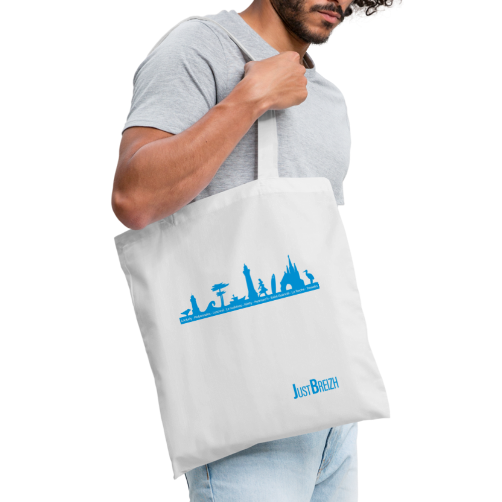 TOTE BAG / Trait de côte PLEIN / Textile BLANC / Design BLEU CLAIR - blanc