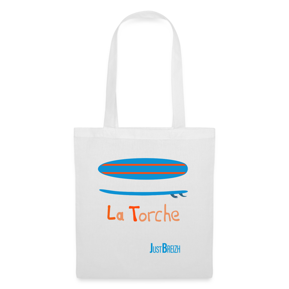 TOTE BAG / Surf / Textile BLANC / Design BLEU CLAIR - blanc