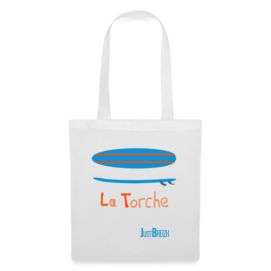 TOTE BAG / Surf / Textile BLANC / Design BLEU CLAIR - blanc