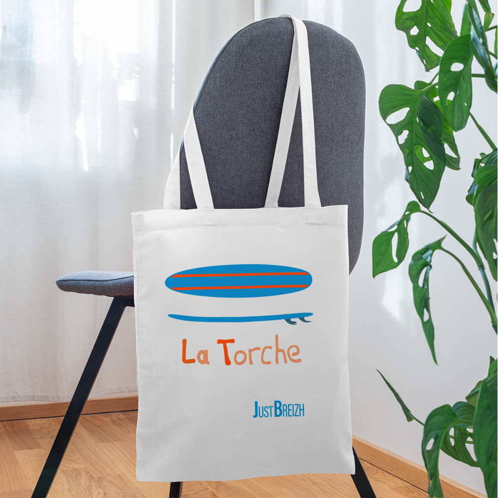 TOTE BAG / Surf / Textile BLANC / Design BLEU CLAIR - blanc