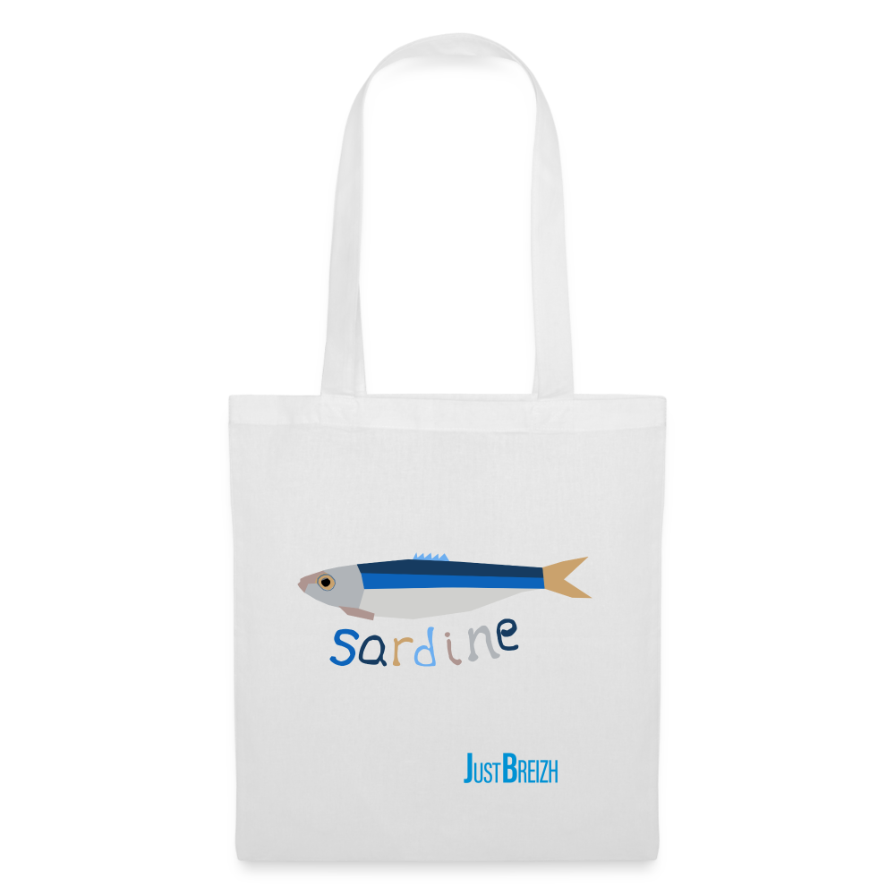 TOTE BAG / Sardine / Textile BLANC / Design BLEU CLAIR - blanc