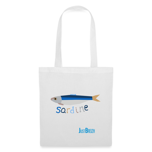 TOTE BAG / Sardine / Textile BLANC / Design BLEU CLAIR - blanc