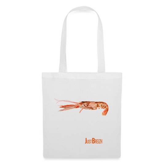 TOTE BAG / Langoustine / Textile BLANC / Design BLEU CLAIR - blanc