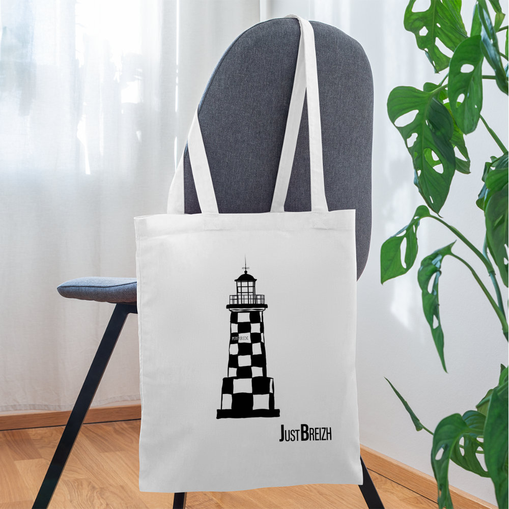 TOTE BAG / Perdrix / Textile BLANC / Design BLEU CLAIR - blanc