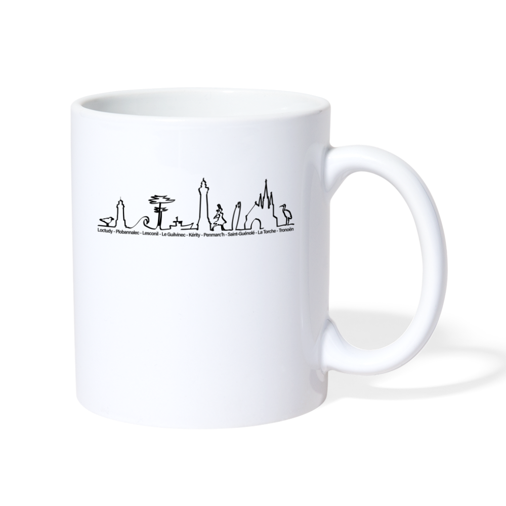 MUG BLANC / Trait de côte / Fond BLANC / Design NOIR - blanc