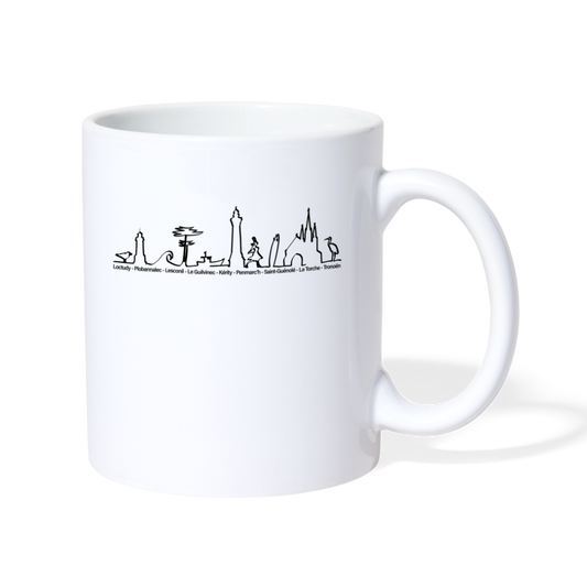 MUG BLANC / Trait de côte / Fond BLANC / Design NOIR - blanc