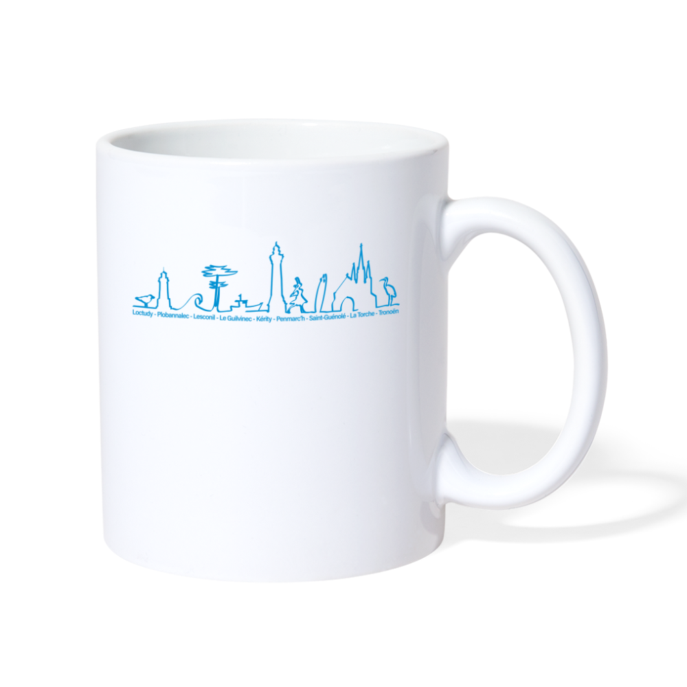 MUG BLANC / Trait de côte / Fond BLANC / Design BLEU CLAIR - blanc