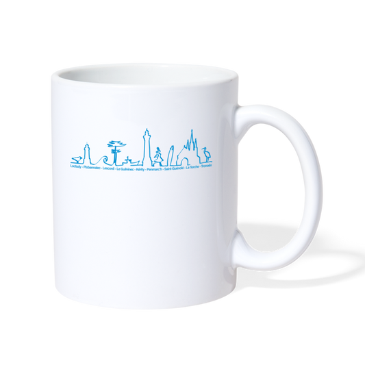 MUG BLANC / Trait de côte / Fond BLANC / Design BLEU CLAIR - blanc