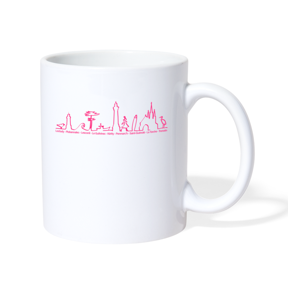 MUG BLANC / Trait de côte / Fond BLANC / Design ROSE - blanc