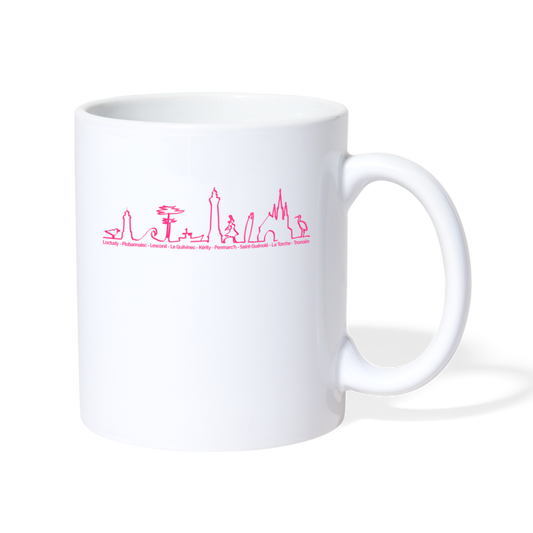 MUG BLANC / Trait de côte / Fond BLANC / Design ROSE - blanc