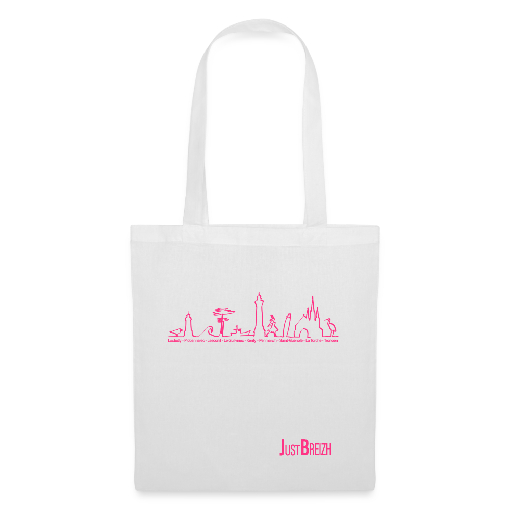 TOTE BAG / Trait de côte / Textile BLANC / Design ROSE - blanc