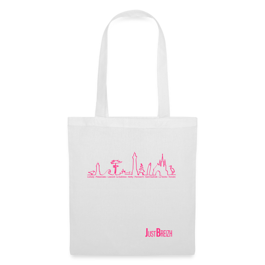 TOTE BAG / Trait de côte / Textile BLANC / Design ROSE - blanc