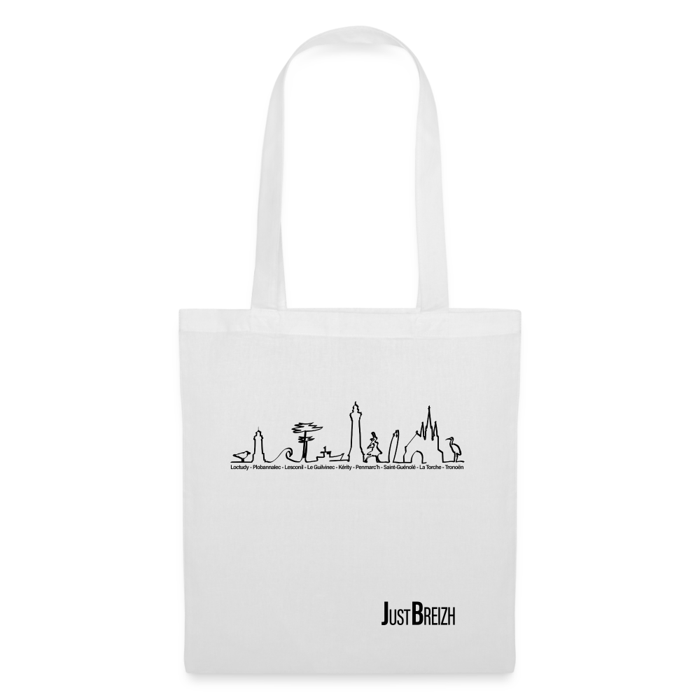 TOTE BAG / Trait de côte / Textile BLANC/ Design NOIR - blanc