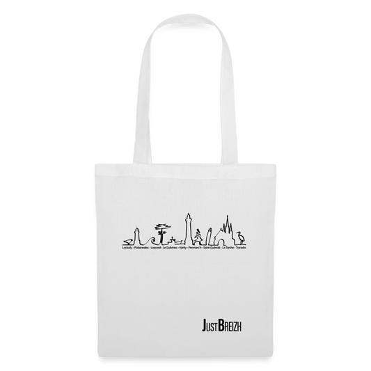 TOTE BAG / Trait de côte / Textile BLANC/ Design NOIR - blanc