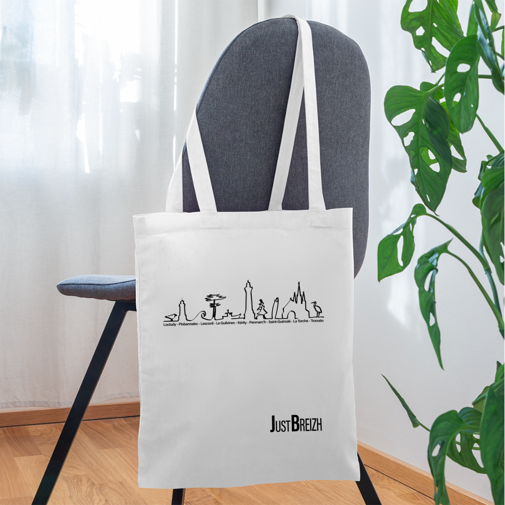 TOTE BAG / Trait de côte / Textile BLANC/ Design NOIR - blanc