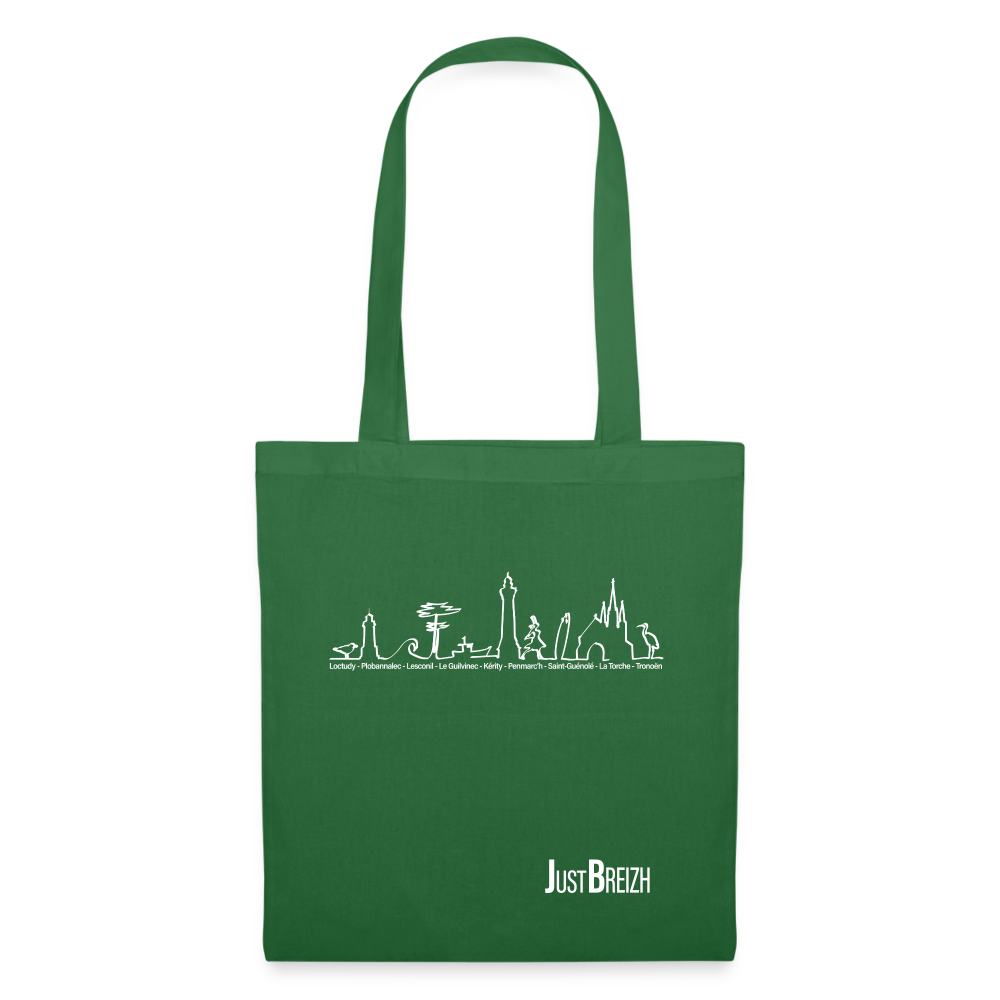 TOTE BAG / Trait de côte / Textile VERT / Design BLANC - vert sapin