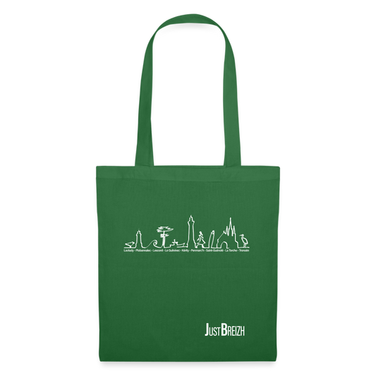 TOTE BAG / Trait de côte / Textile VERT / Design BLANC - vert sapin