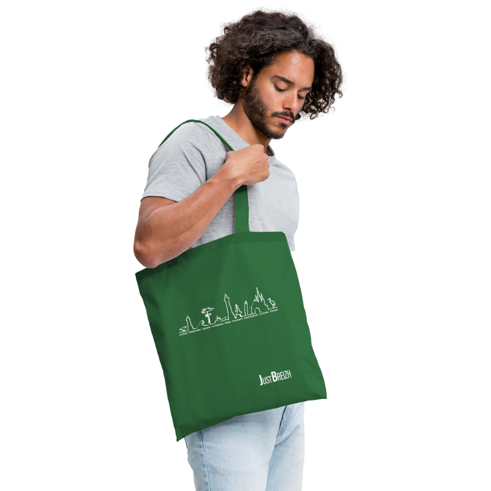 TOTE BAG / Trait de côte / Textile VERT / Design BLANC - vert sapin