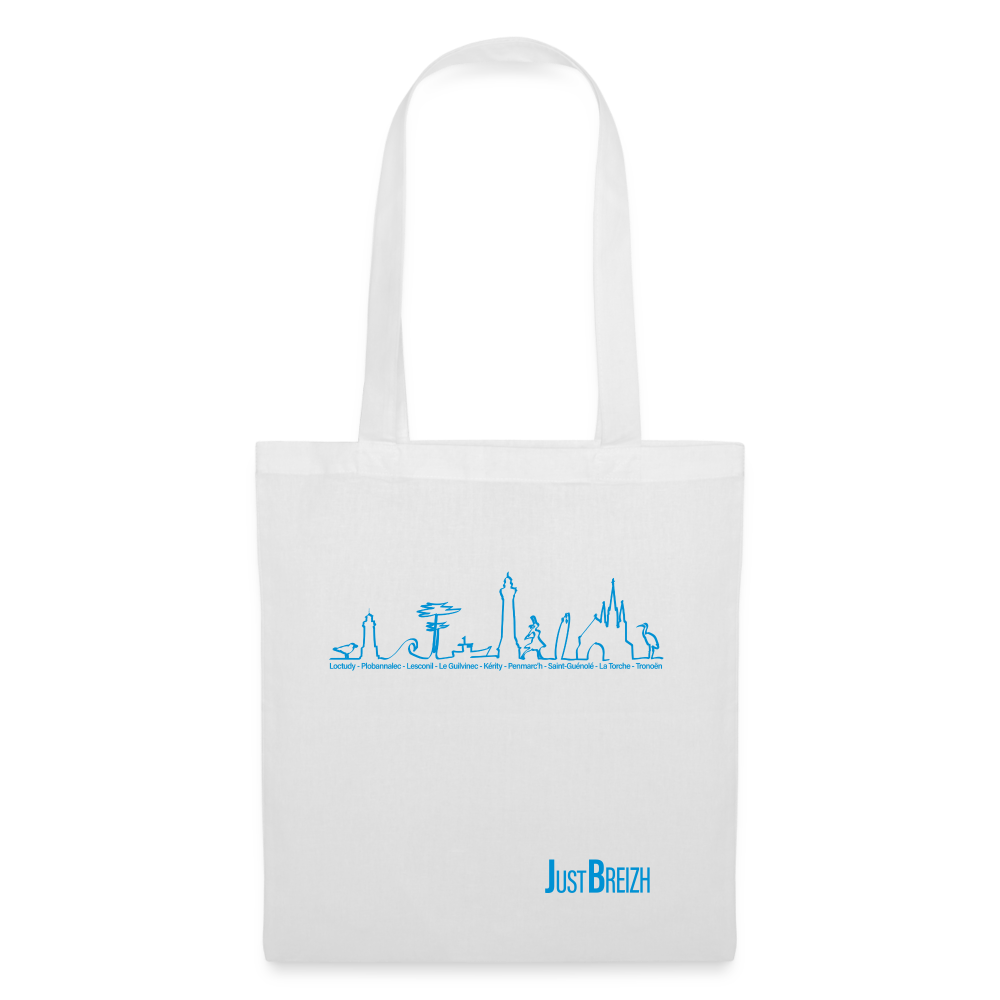 TOTE BAG / Trait de côte / Textile BLANC / Design BLEU CLAIR - blanc