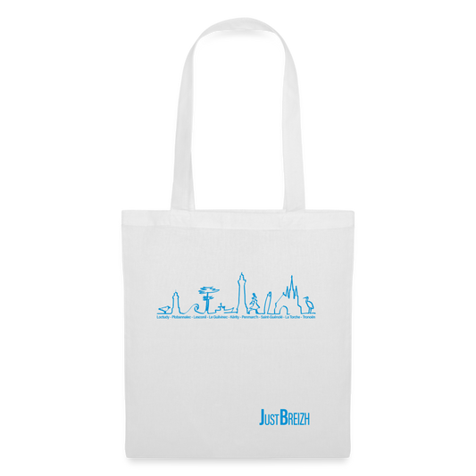 TOTE BAG / Trait de côte / Textile BLANC / Design BLEU CLAIR - blanc