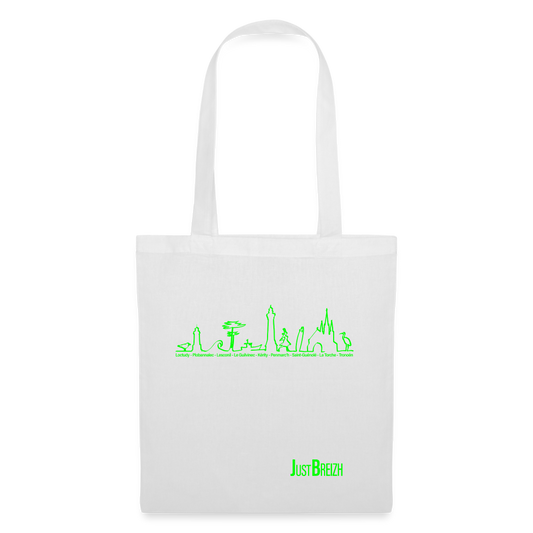 TOTE BAG / Trait de côte / Textile BLANC / Design VERT CLAIR - blanc