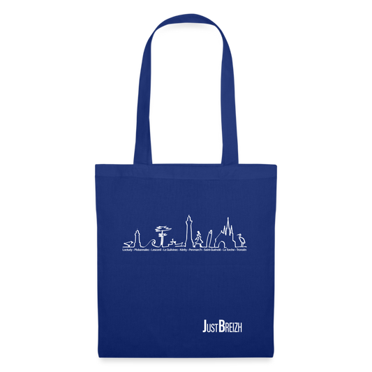 TOTE BAG / Trait de côte / Textile BLEU FONCE / Design BLANC - bleu royal