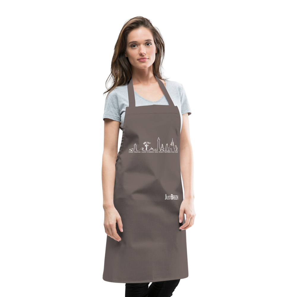 TABLIER DE CUISINE : Trait de côte - Textile GRIS / Design BLANC - gris