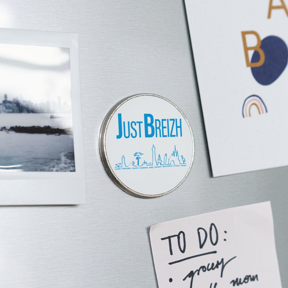 MAGNET / Trait de côte / Just Breizh / Fond BLANC / Design BLEU CLAIR - blanc