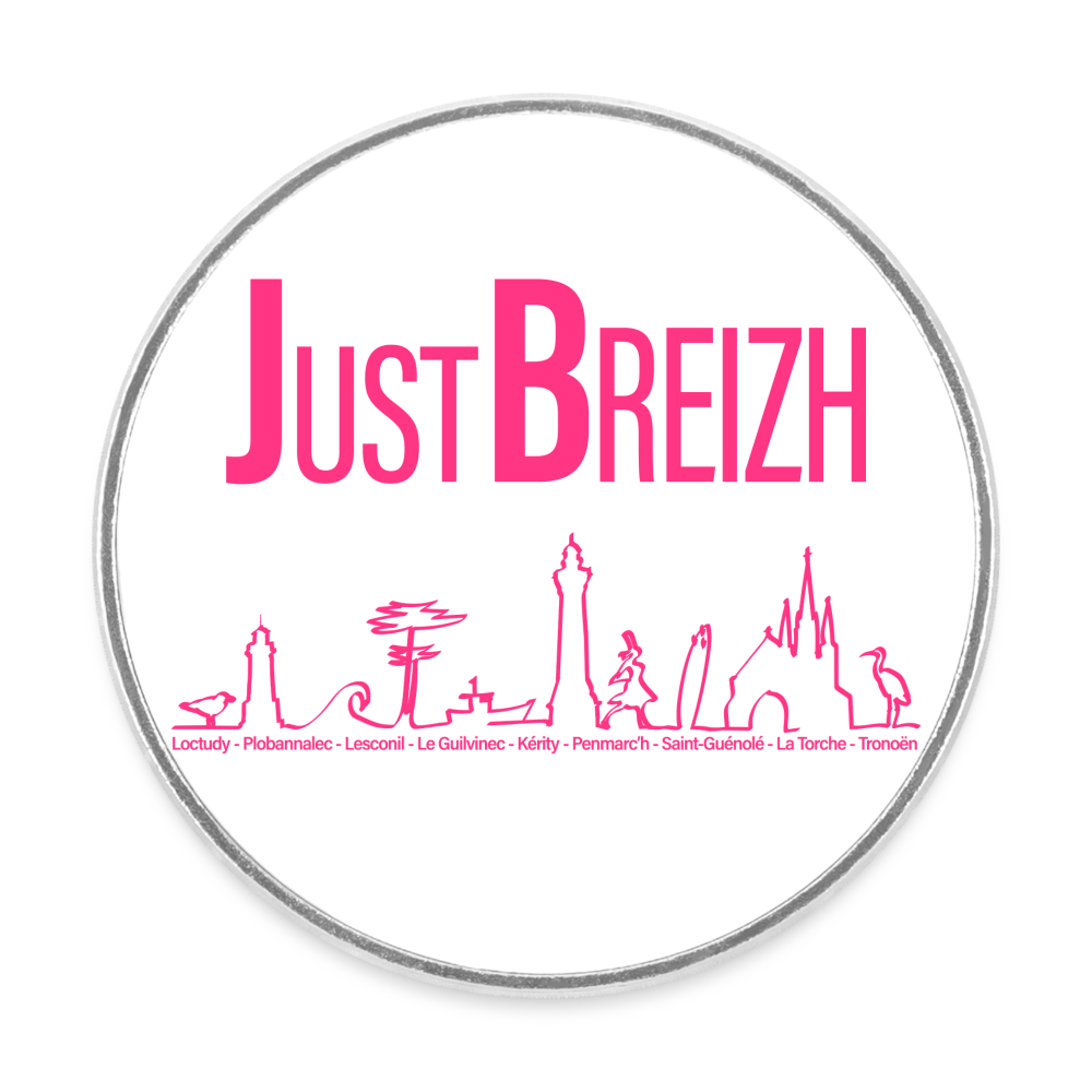 MAGNET / Trait de côte / Just Breizh / Fond BLANC / Design ROSE - blanc