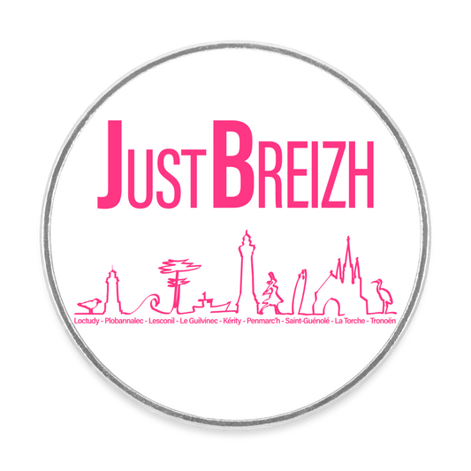 MAGNET / Trait de côte / Just Breizh / Fond BLANC / Design ROSE - blanc