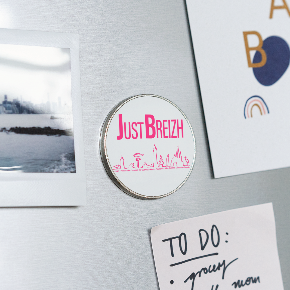 MAGNET / Trait de côte / Just Breizh / Fond BLANC / Design ROSE - blanc