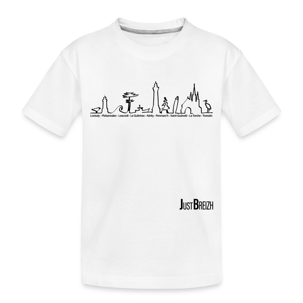 ENFANTS : T-SHIRTS / Trait de côte / Textile BLANC / Design NOIR - blanc