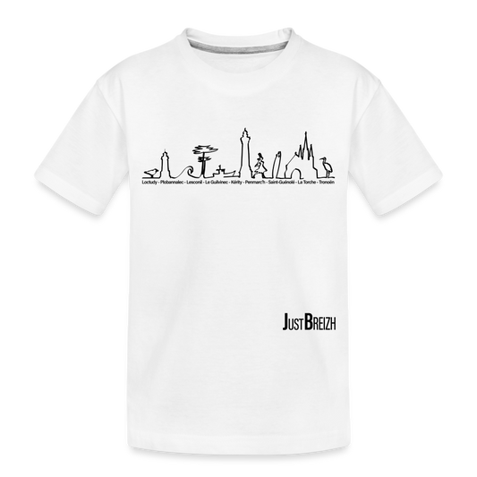 ENFANTS : T-SHIRTS / Trait de côte / Textile BLANC / Design NOIR - blanc