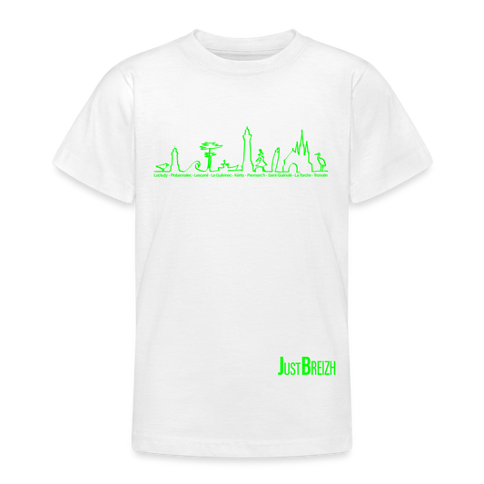 ADOS : T-SHIRTS / Trait de côte / Textile BLANC/ Design VERT CLAIR - blanc